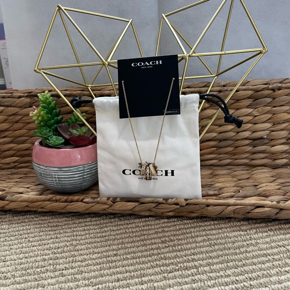 Coach Gold and White Ring Pendant Necklace - Picture 6 of 6